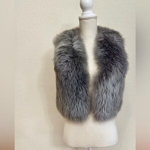 Vintage festival real fur grey vest with closure Sz S Polar Port Fabric & Fur